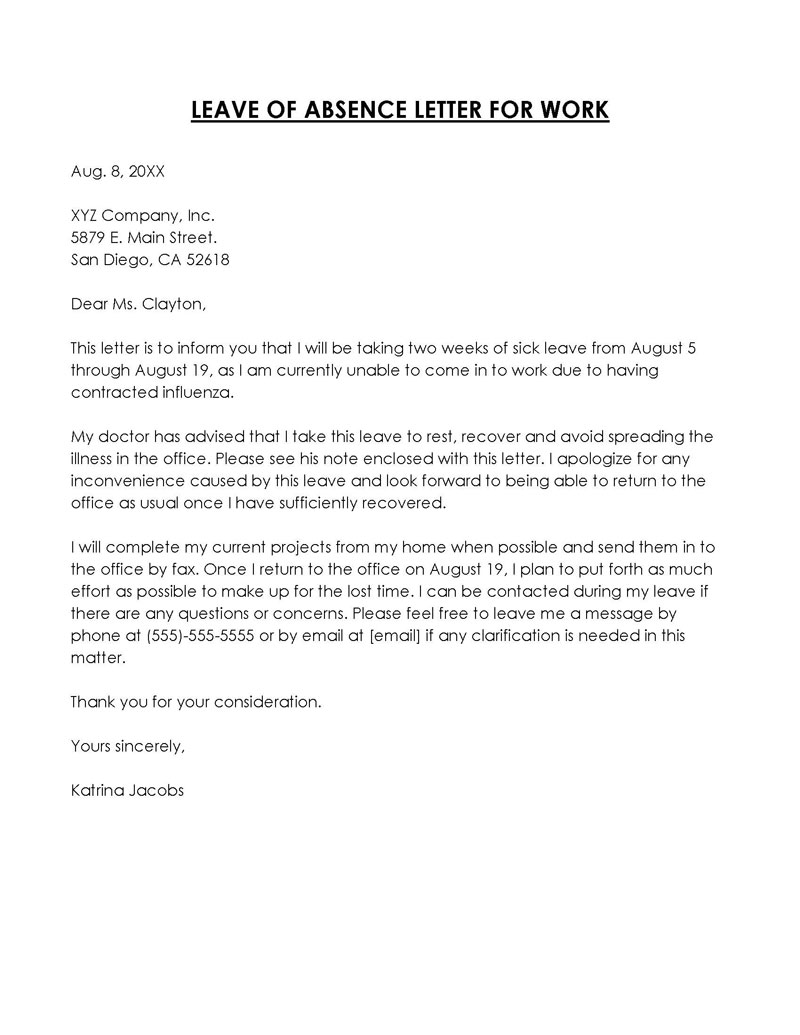 Free Leave of Absence Letter Template for Word and PDF