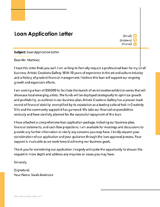 Free Loan Application Letter Template for Word
