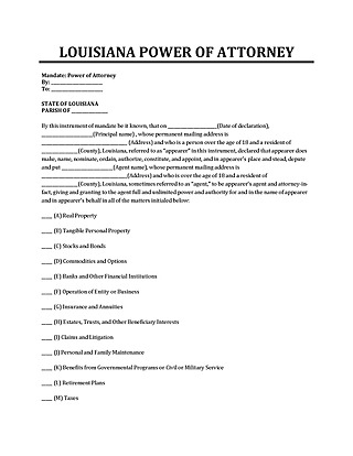 Free Louisiana Power of Attorney Form Template for Word and PDF