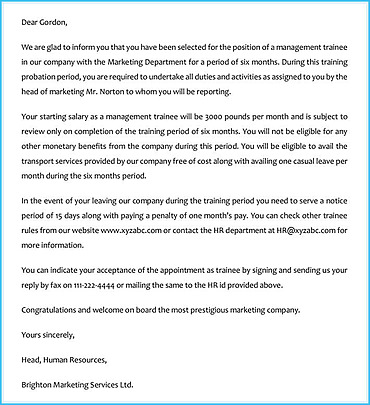 Trainee Appointment Letter (How to Write) with Examples