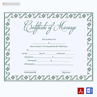 Free Fake Marriage Certificate Template for Word and PDF