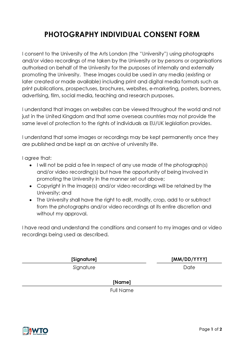 Free Photo Consent Form Template for Word and PDF