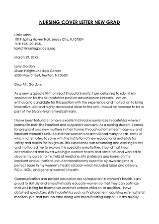 Free New Grad RN Nursing Cover Letter Template for Word and PDF
