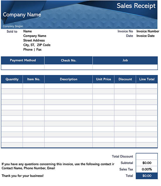 Free Payment Receipt Template for Word and Excel