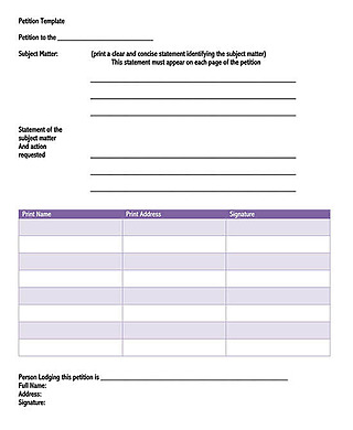Free Petition Template for Word
