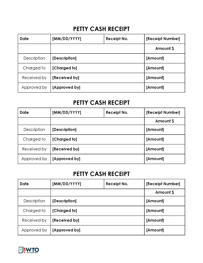 Free Petty Cash Receipt Template for word and PDF
