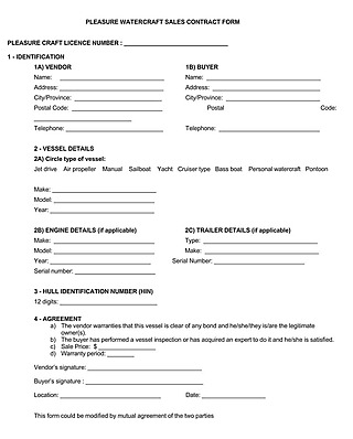 Free Jet Ski Bill of Sale Form Template for Word and PDF