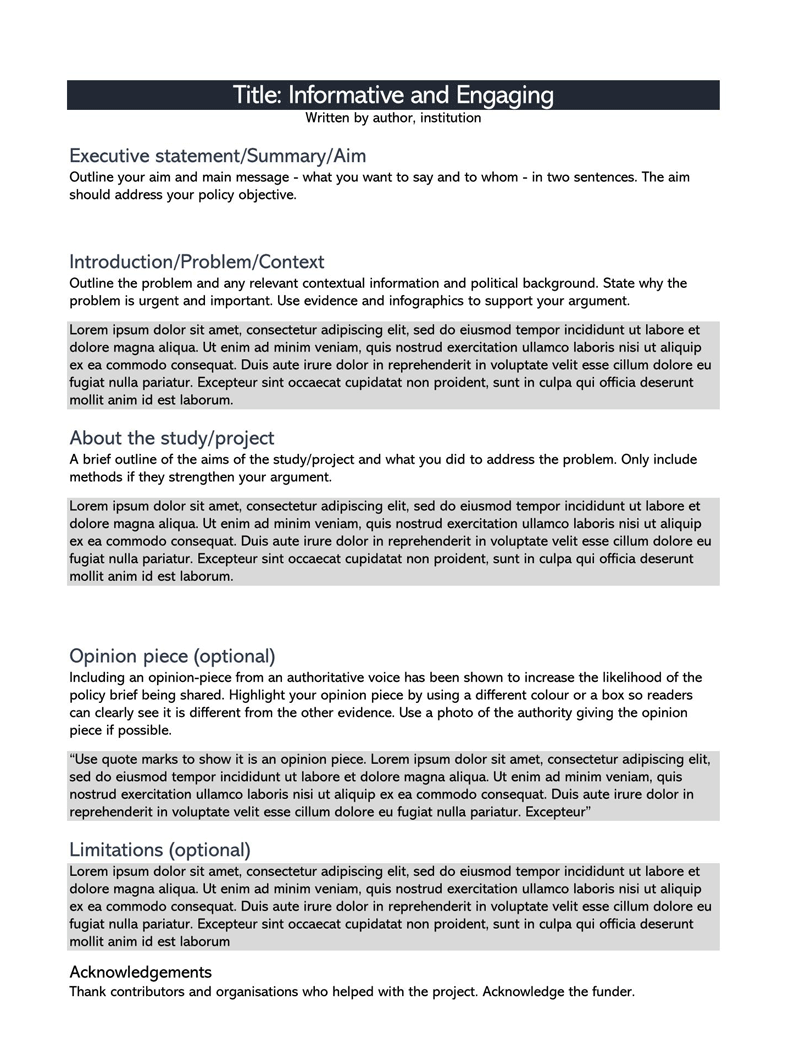 Free Policy Brief Template for Word