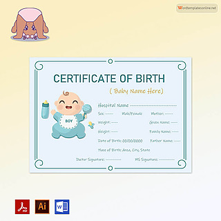 Free Birth Certificate Template for Word, PDF and Illustrator