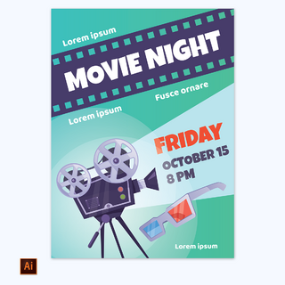 Free Movie Poster Template for Adobe Illustrator and Adobe Photoshop