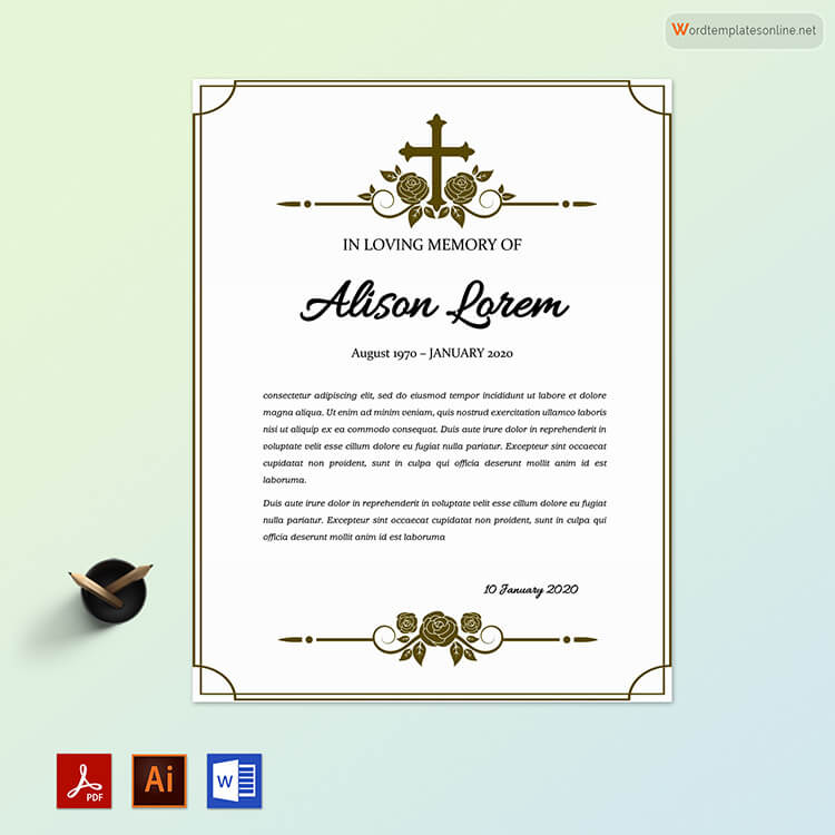 Free Obituary Examples and Template for Word, Adobe Illustrator and PDF
