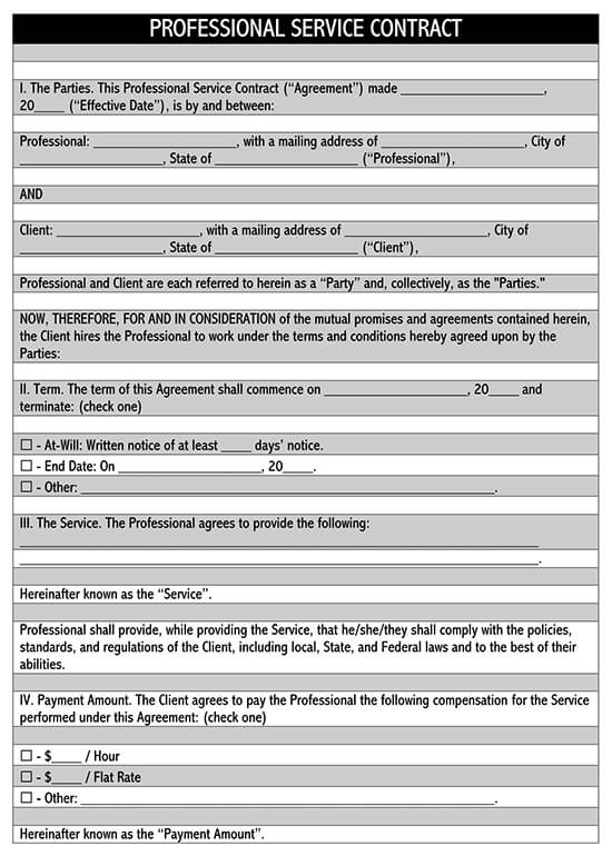 Free Professional Services Agreement Template for PDF