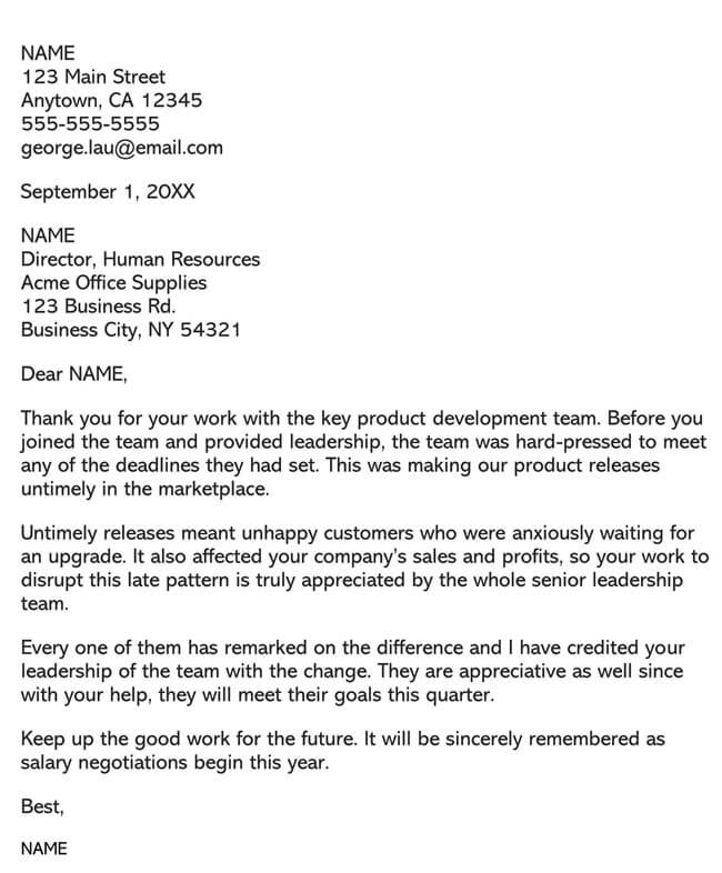 Free Employee Recognition Letter Template for Word