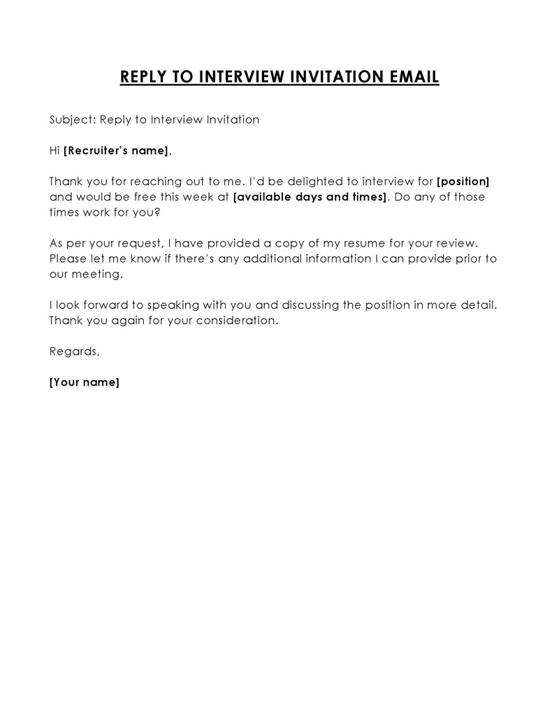 Free Reply to an Interview Invitation Email Template for Word and PDF