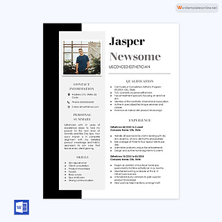 Free Esthetician Resume Template for Word