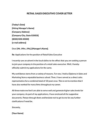 Free Retail Assistant & Executive Cover Letter Template for Word and PDF