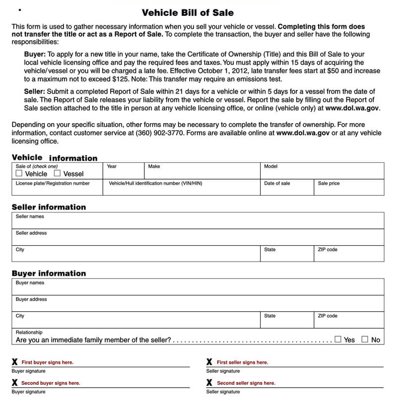 Free Recreational Vehicle (RV) Bill of Sale Form Template for Word and PDF