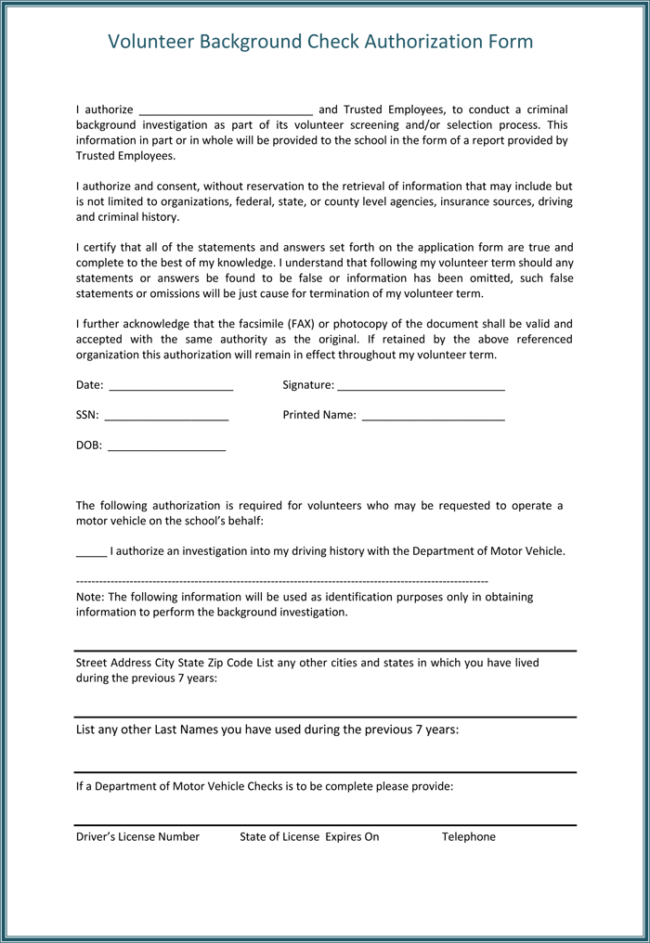 Free Background Check Authorization Template for Word