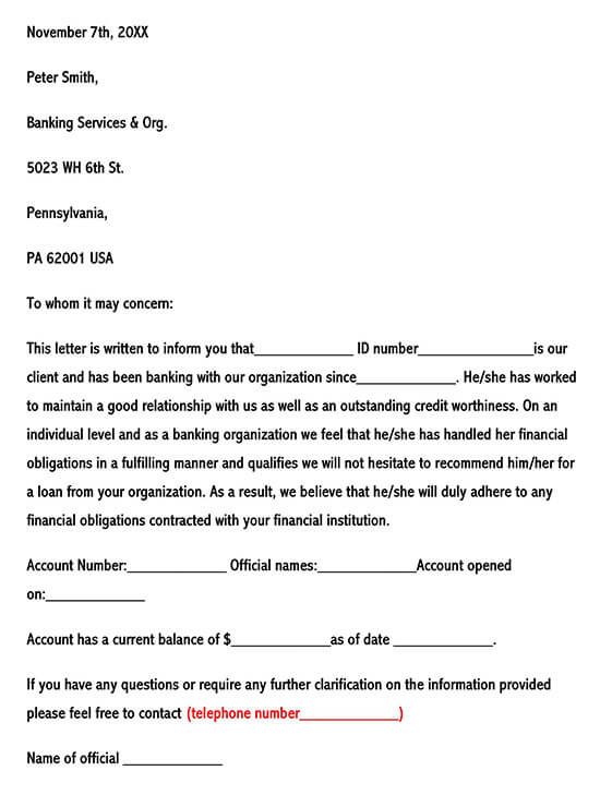 Free Credit Reference Letter Template for Word