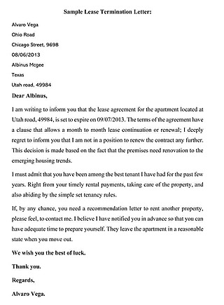 Free Landlord Month-to-Month Lease Termination Letter for Word