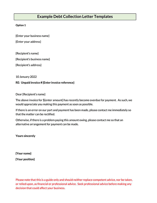 Free Collection Letter Template for Word and PDF