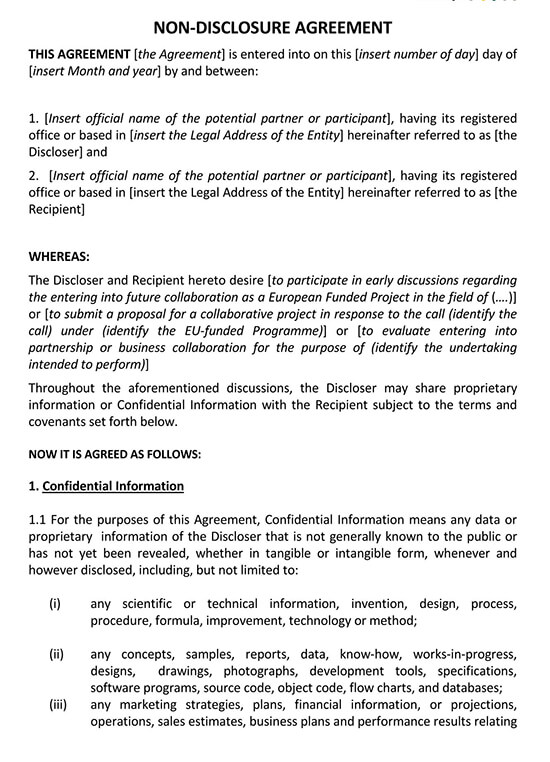 Free Software Development Non-Disclosure Agreement Template for Word