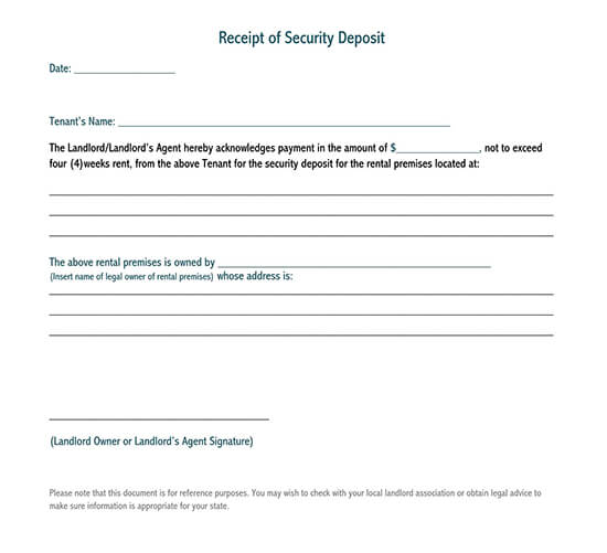Free Security Deposit Receipt Template for Word and PDF