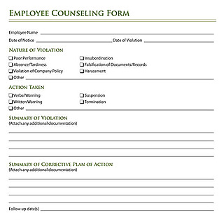 Free Employee Counseling Form Template for PDF and Word