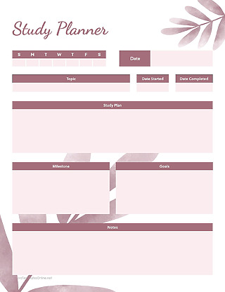 Printable MS Word Study Planner Template for students and educators