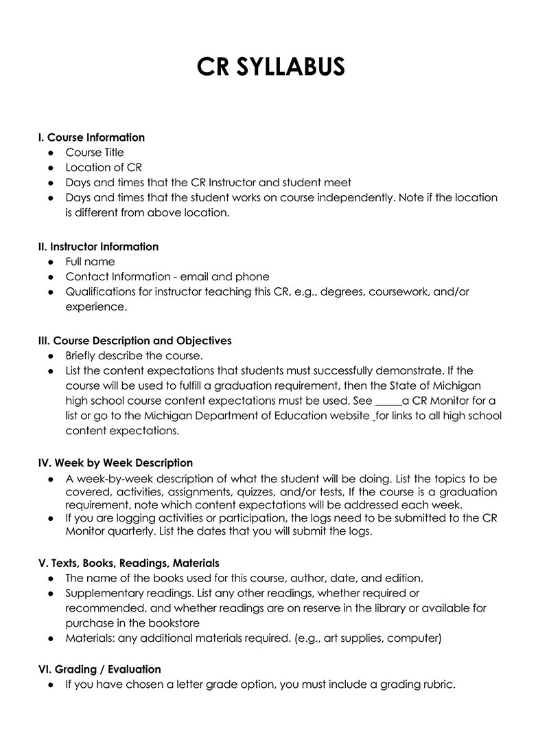Free Course Syllabus Template for Word and PDF