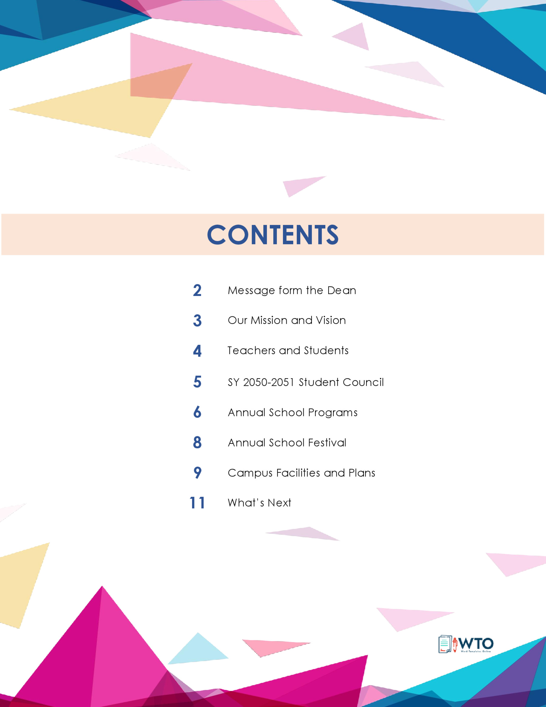 Free Table of Content Template for Word