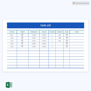 Free Task List Template for Excel and Word