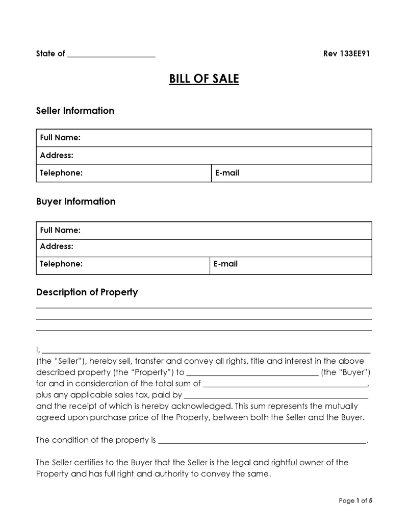 Free Texas Motor Vehicle Bill of Sale Template for Word and PDF
