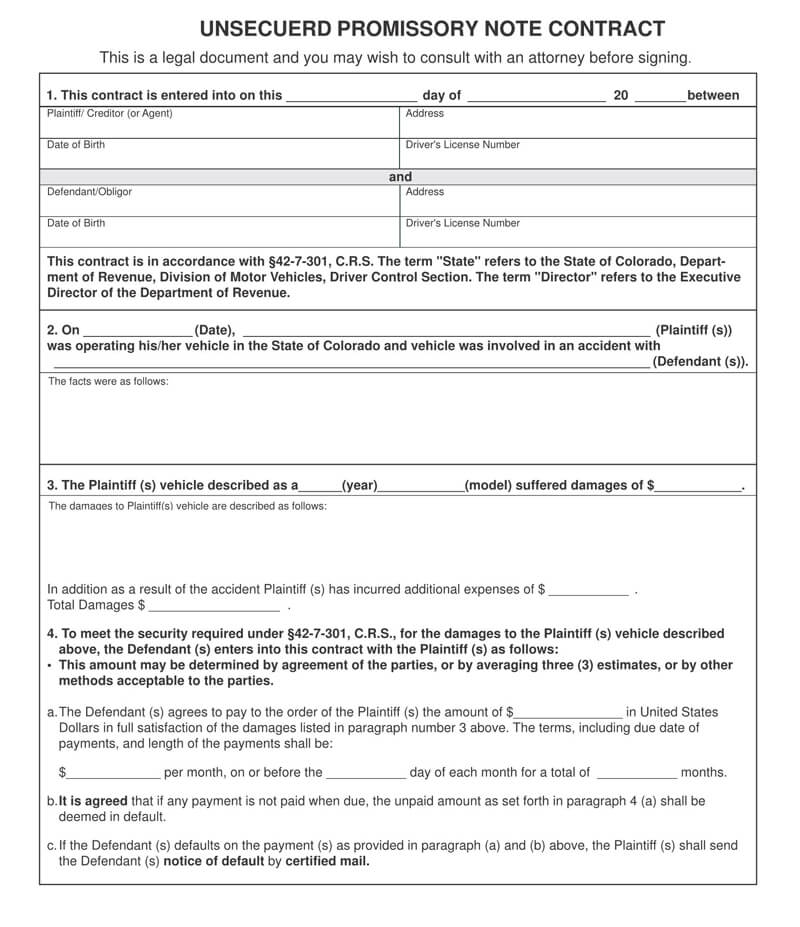 Free Unsecured Promissory Note Template for Word and PDF