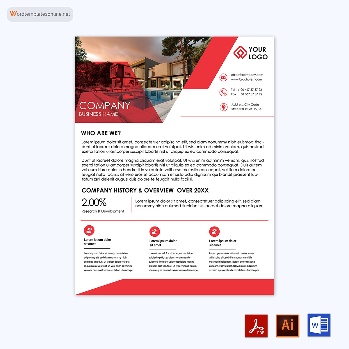 Free Company/Business Profile Template for Word, PDF and Adobe Illustrator