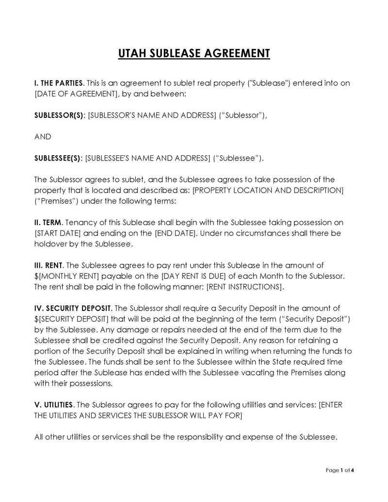 Free Utah Lease Agreement Template for Word and PDF