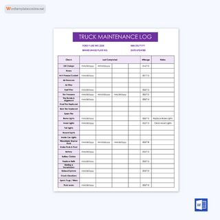 Free Vehicle Maintenance Log Template for Excel and Word