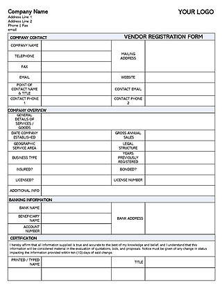 Free Vendor Registration Form Template for Word and PDF