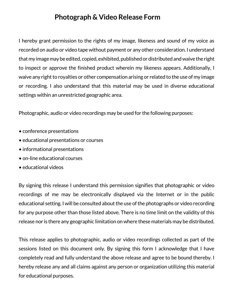 Free Video Release Form Template for Word and PDF