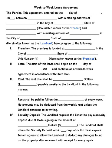 Free Weekly Rental Lease Agreement Templates (Word | PDF)