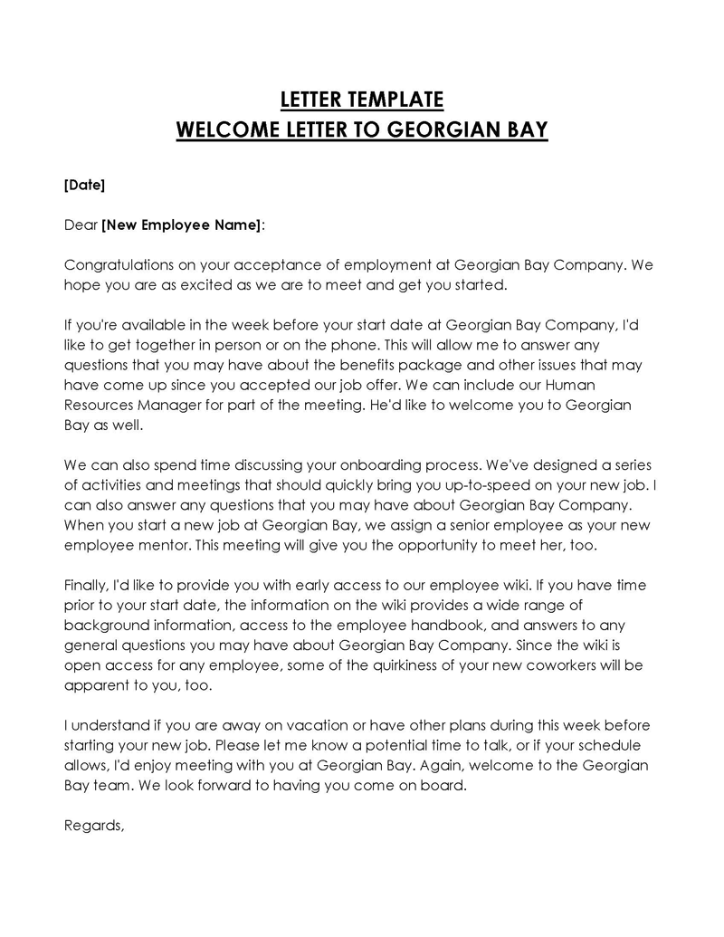 Free New Employees Welcome Letter Template for Word and PDF