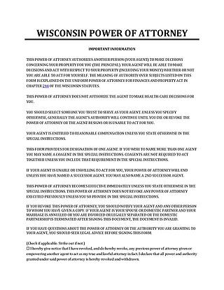 Free Power of Attorney Wisconsin Template for Word and PDF