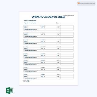 Free Open House Sign-In Sheet Template for Excel and Word
