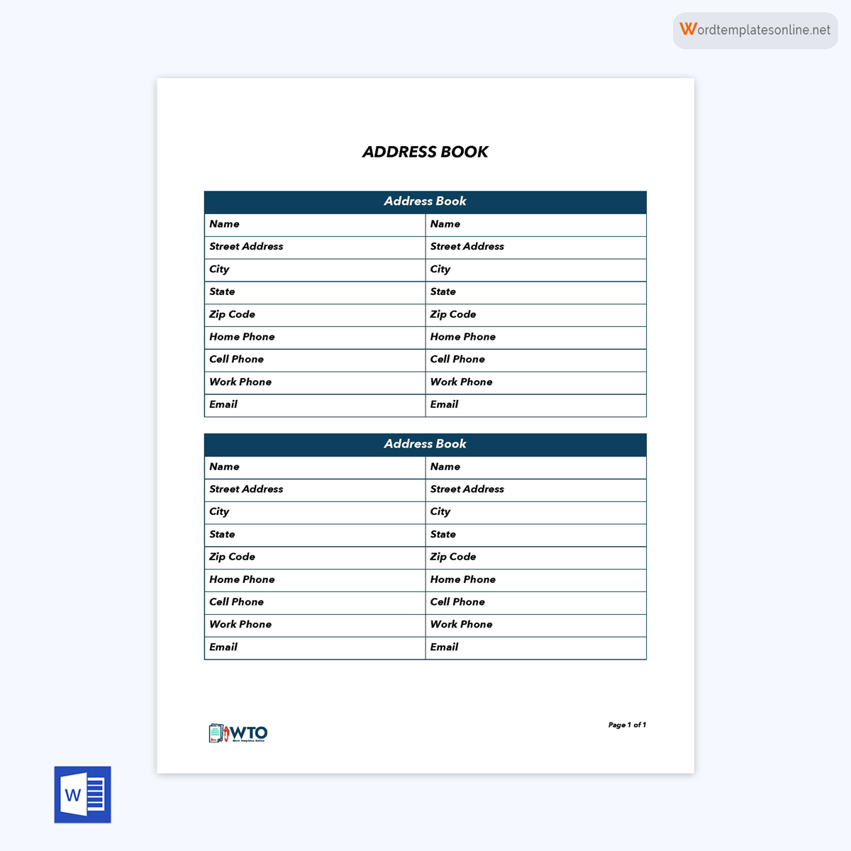 Free Address Book Template for Word