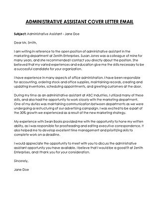 Free Administrative Assistant Cover Letter Template for Word and PDF