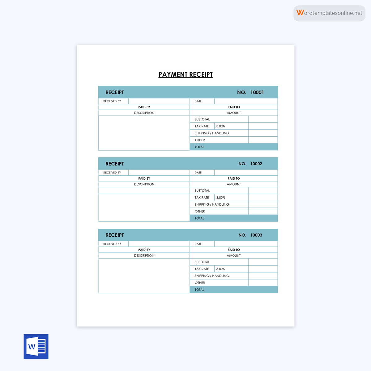 Free Business Receipt Template for Word and Excel