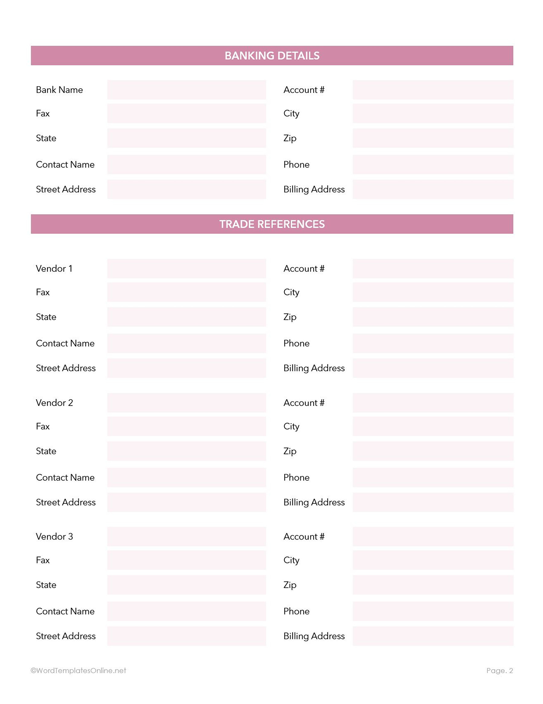 Customizable Sample Credit Application Template in Word Format
