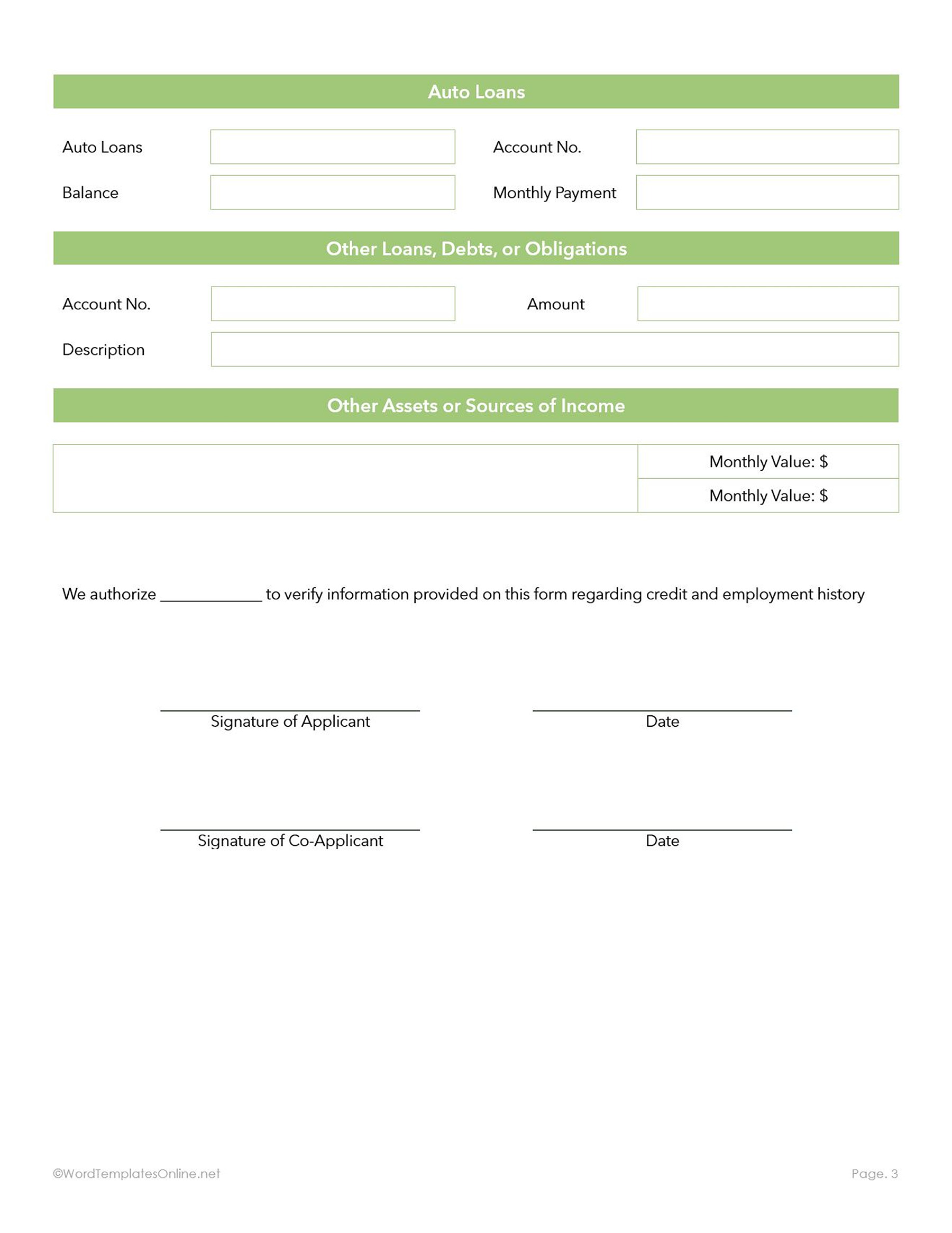 Editable Credit Application Form for Business Use