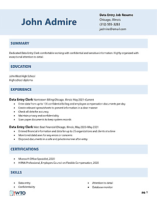 Free Resume Templates for Data Entry Operators in Word and PDF