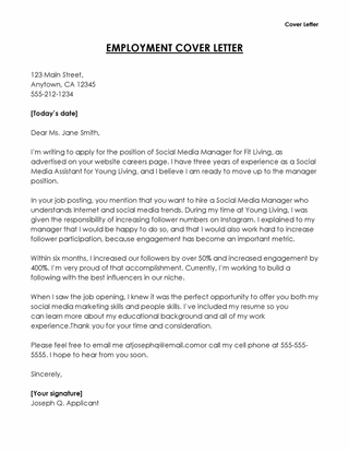 Free Employment Cover Letter Template for Word and PDF